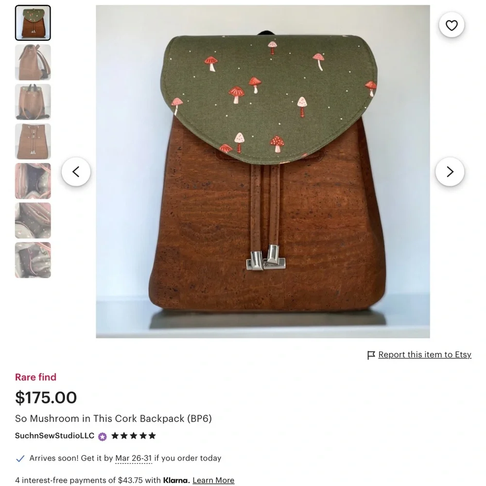 Mushroom cork mini backpack - Picture 5 of 5